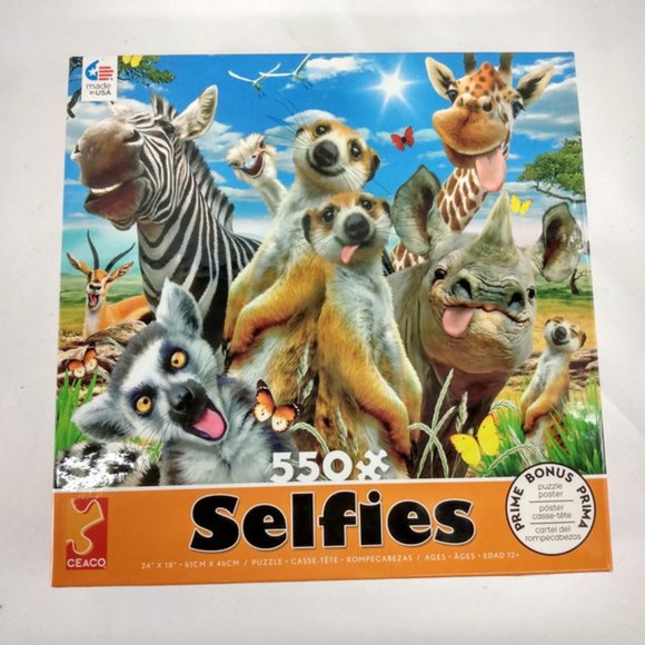 Ceaco 550 Piece Jigsaw Puzzle Selfies Safari - Picture 1 of 3
